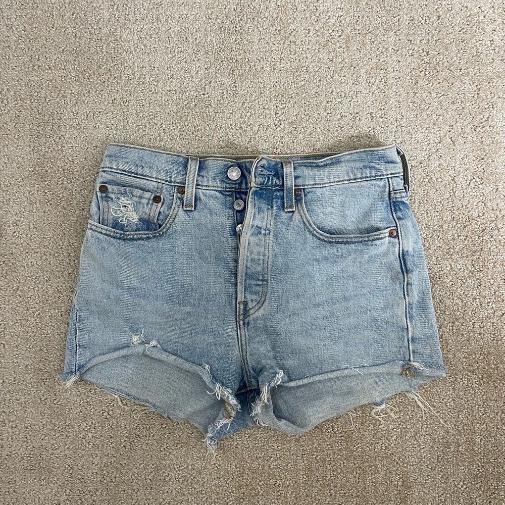 Levi's Light Blue Distressed Jean Shorts